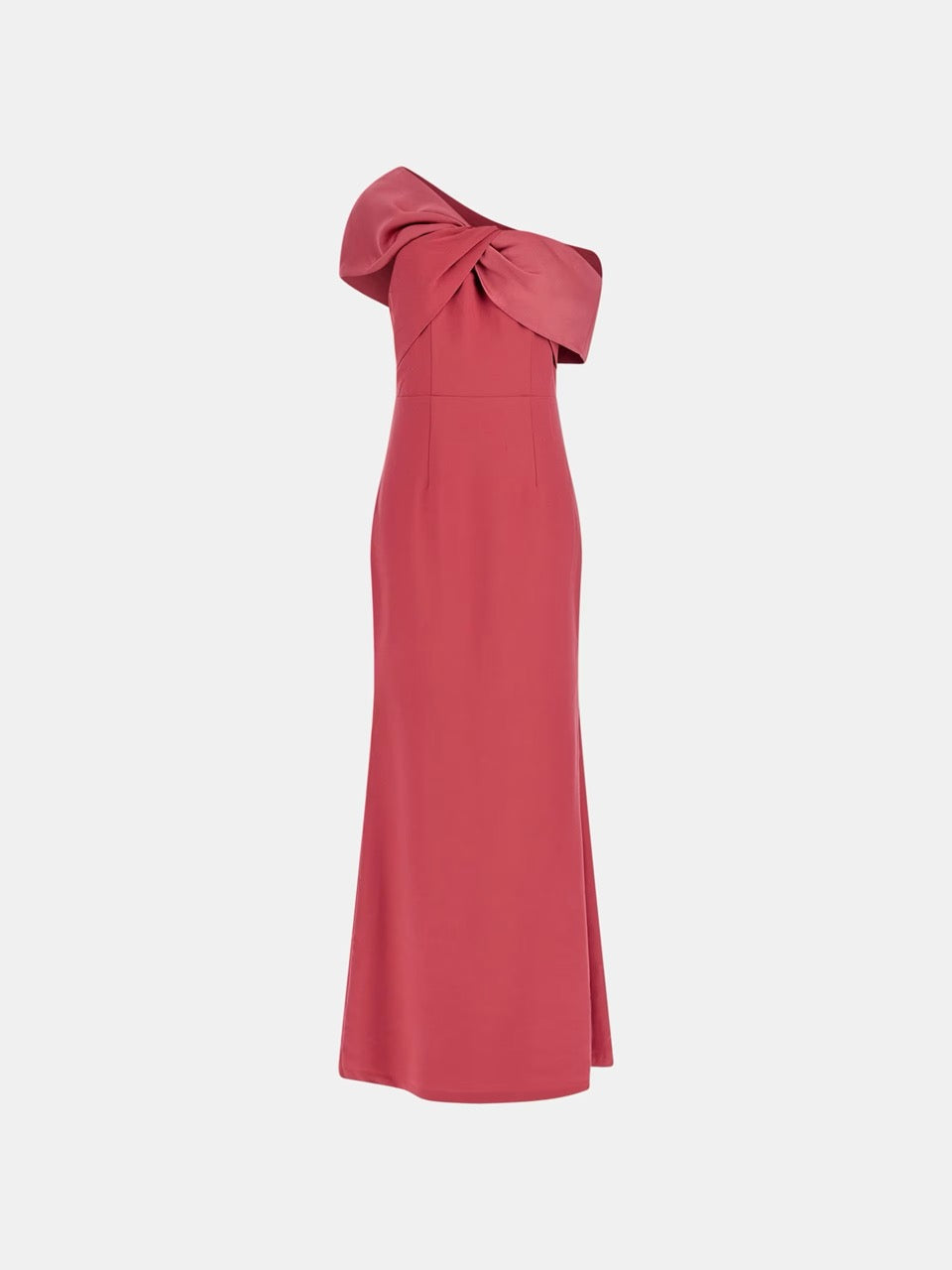 VESTIDO LARGO DE CREPÉ CON RIBETE DE SATÉN CORAL DE MARCIANO BY GUESS