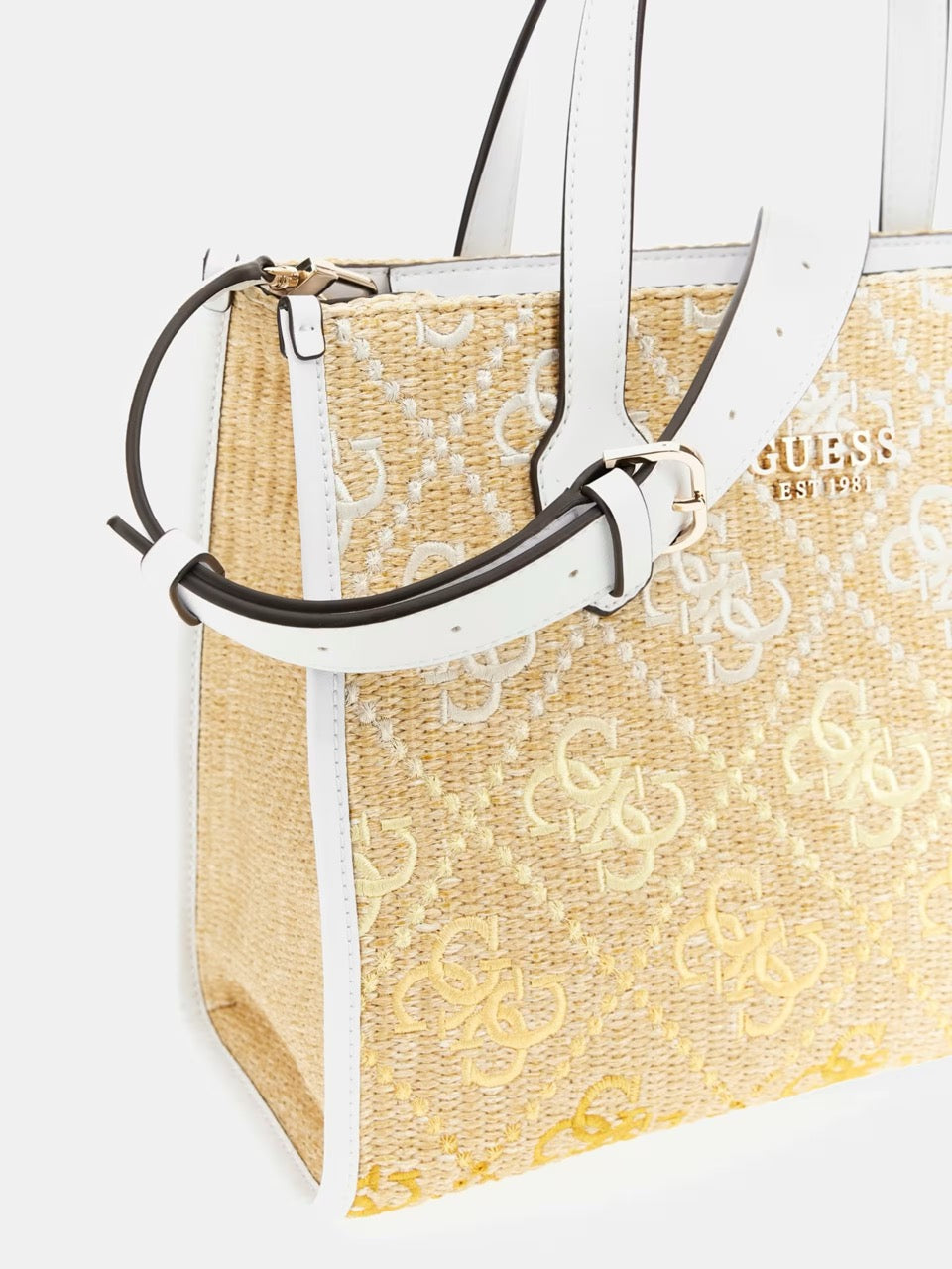 BOLSO DE MANO SILVANA CON LOGOTIPO 4G BLANCO GUESS