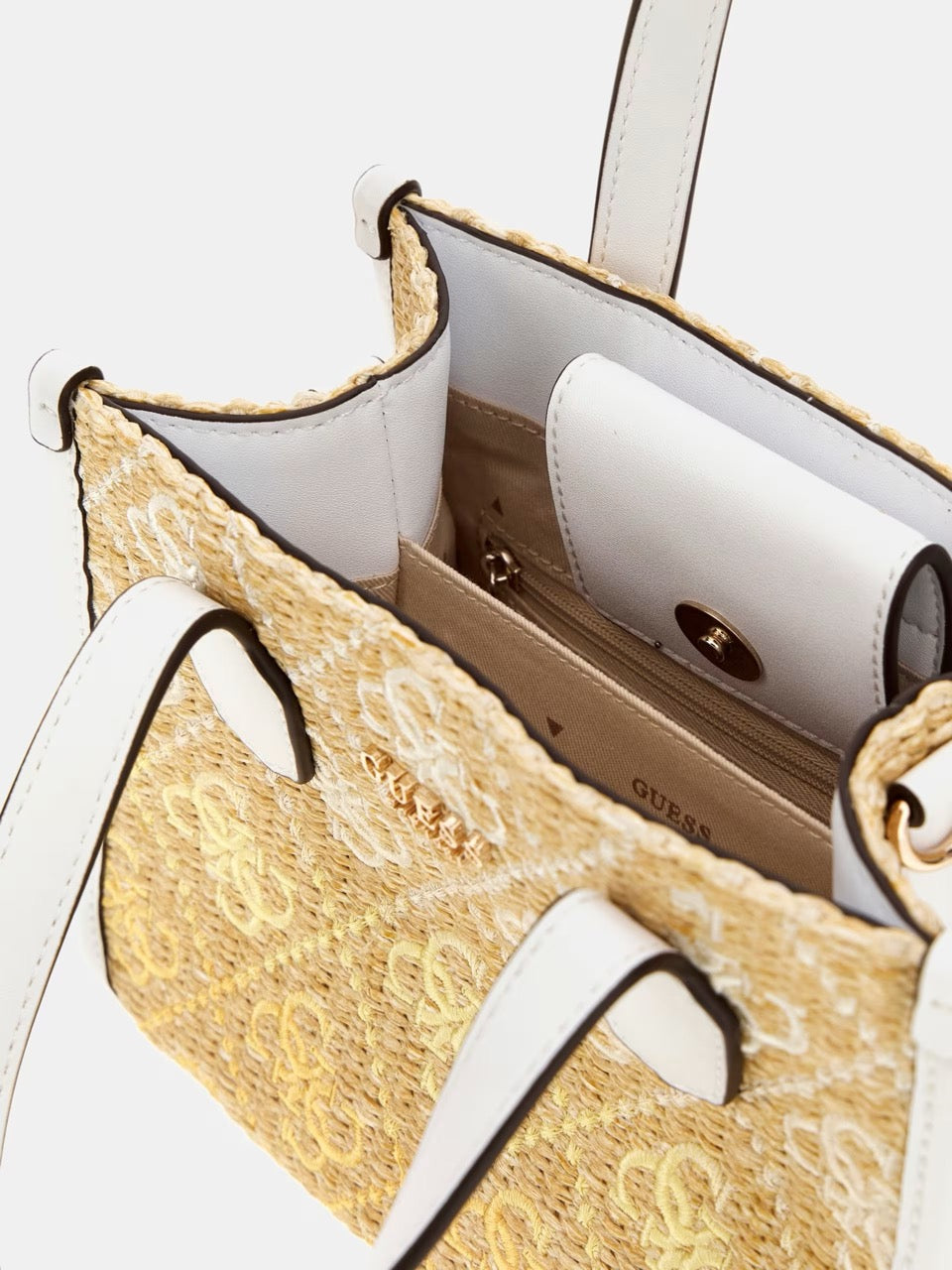 MINI BOLSO DE MANO SILVANA CON LOGOTIPO 4G BLANCO GUESS
