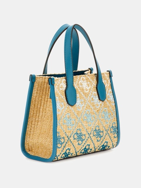 MINI BOLSO DE MANO SILVANA CON LOGOTIPO 4G AZUL GUESS