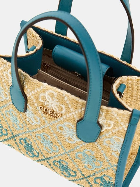 MINI BOLSO DE MANO SILVANA CON LOGOTIPO 4G AZUL GUESS