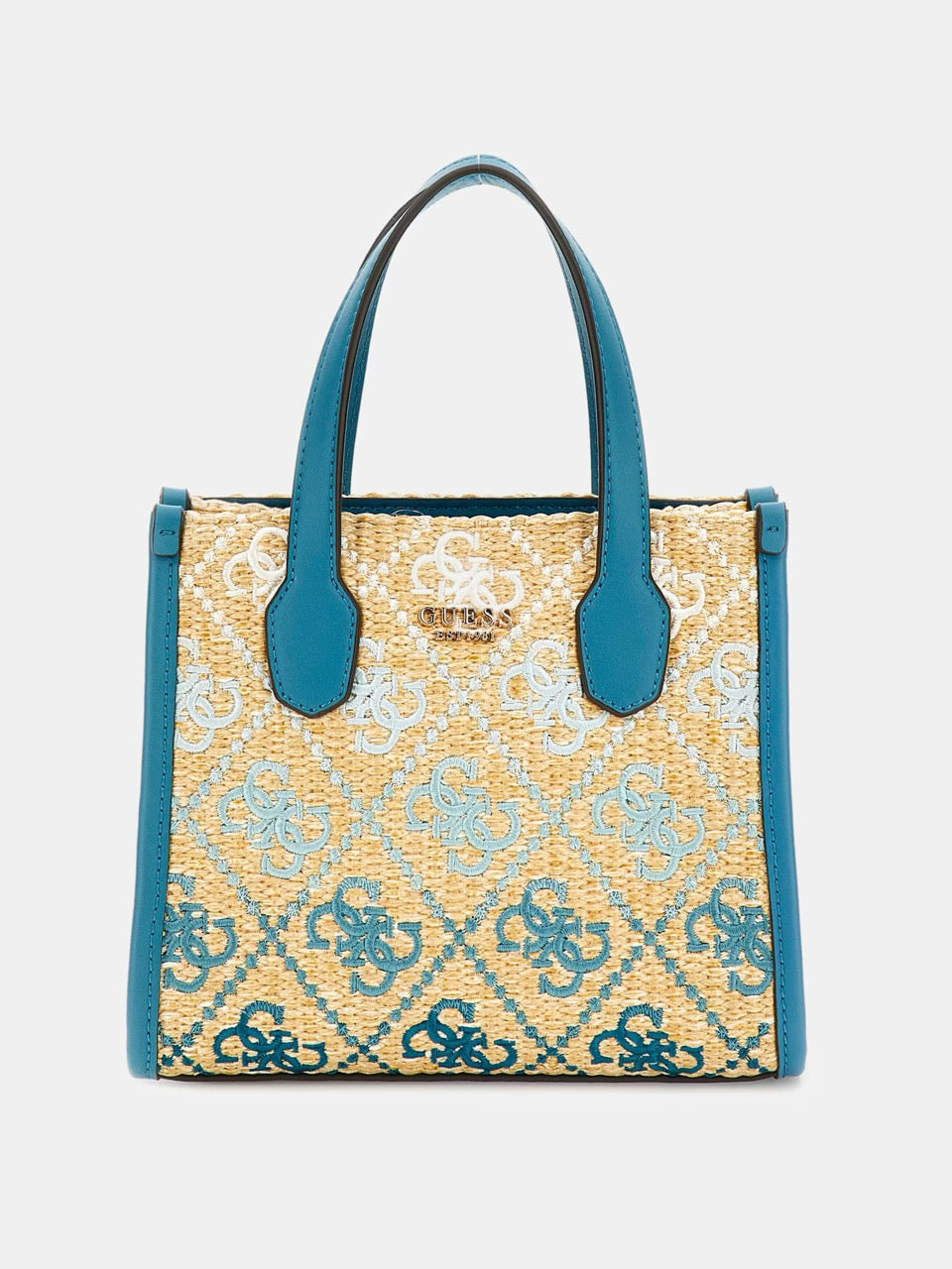 MINI BOLSO DE MANO SILVANA CON LOGOTIPO 4G AZUL GUESS