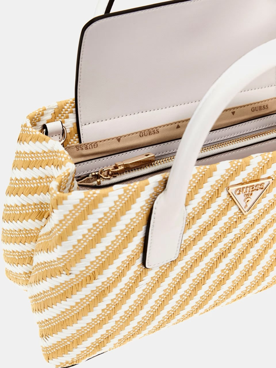 BOLSO DE MANO SIMONA DE RAFIA BLANCO GUESS