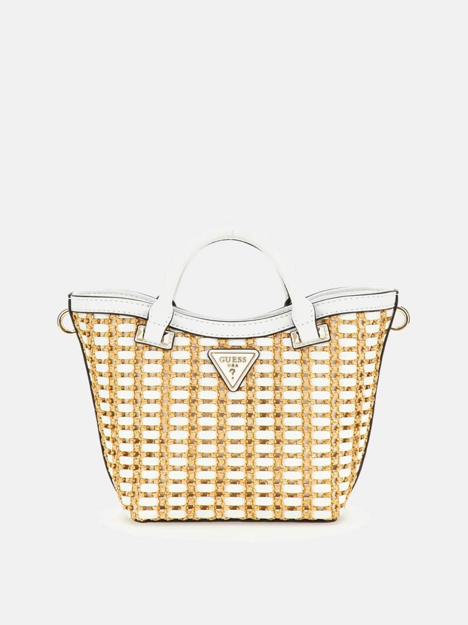 MINI BOLSO DE MANO ATALIA DE RAFIA BLANCO GUESS