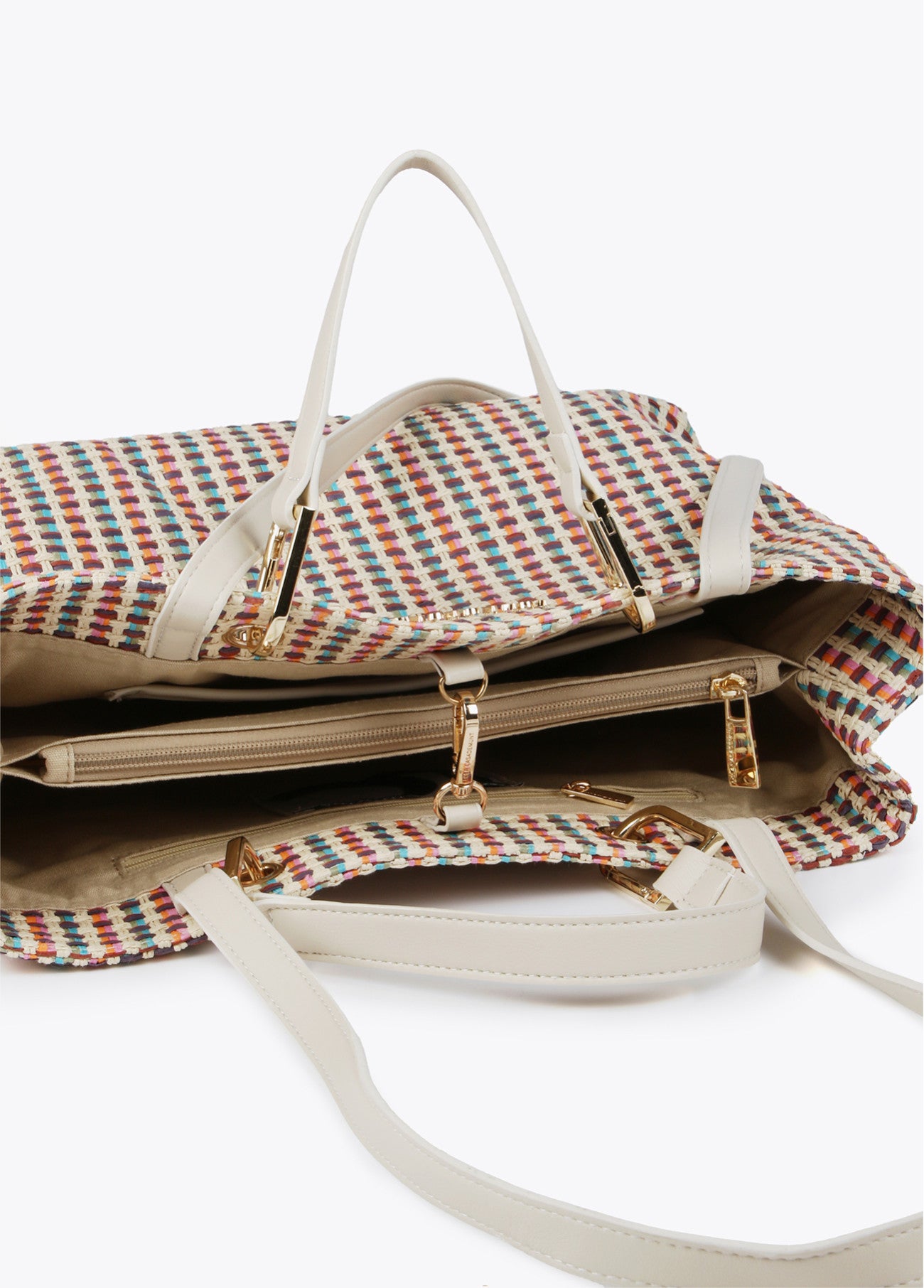 BOLSO EFECTO RAFIA MULTICOLOR