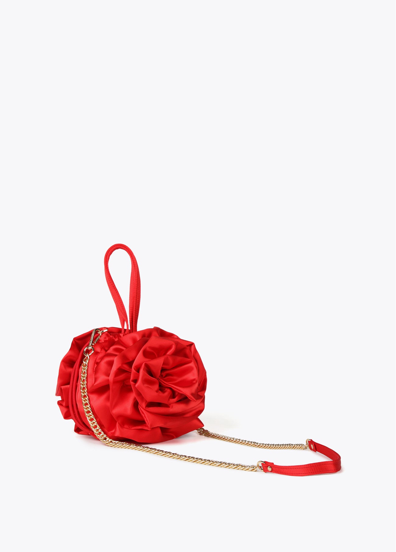 BOLSO FLOR EN SATÉN ROJO