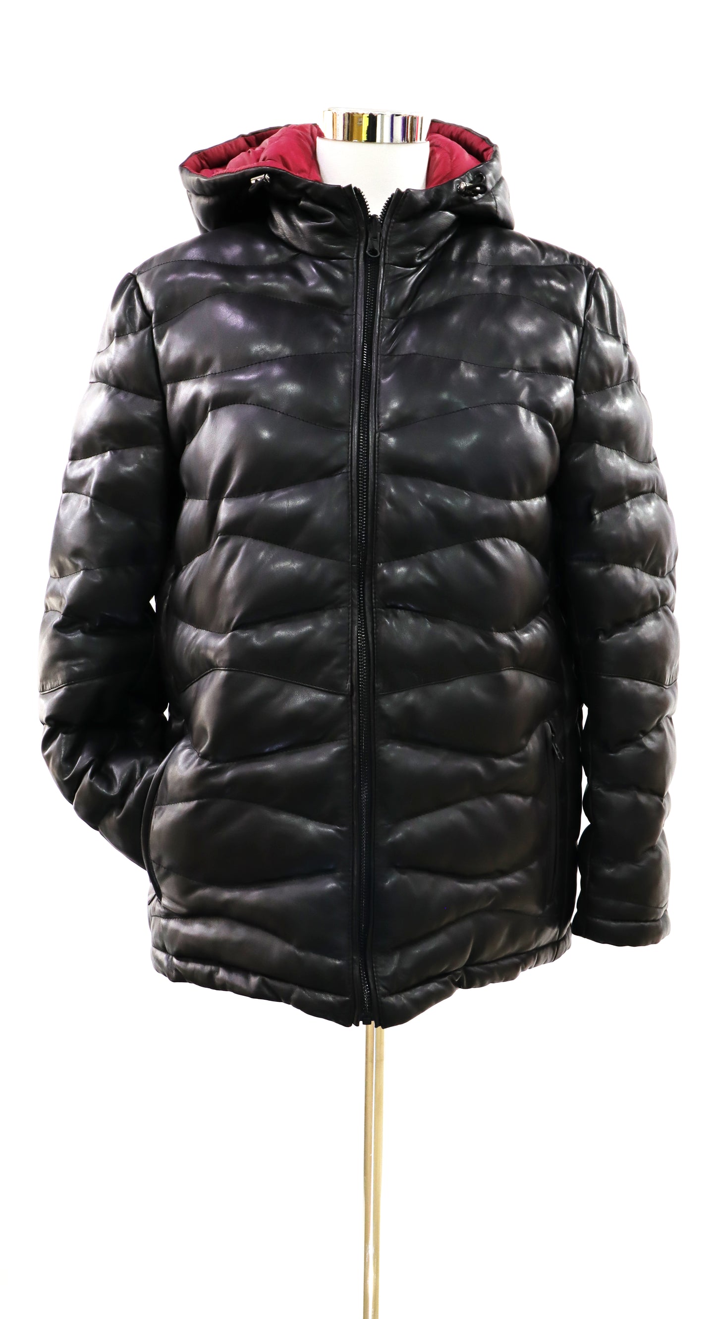CHAQUETÓN NEGRO REVERSIBLE TEJIDO NAPA BEIGE Y NEGRO - TALLA M