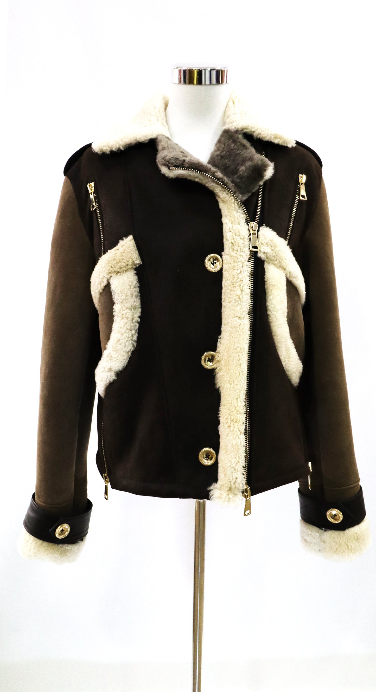 CHAQUETA DE CORDERO CON CREMALLERAS - TALLA 42