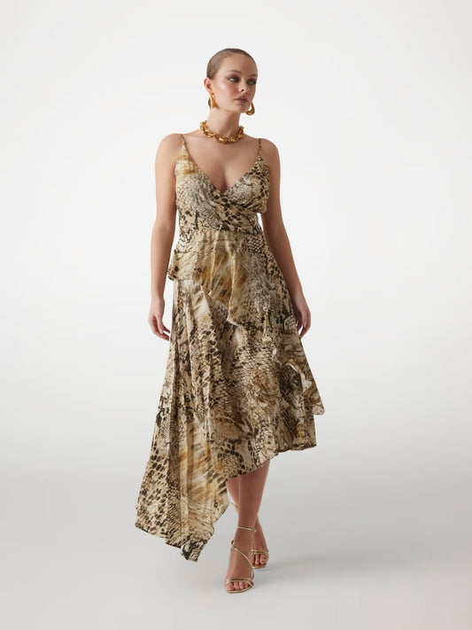 VESTIDO ASIMÉTRICO ANIMALIER DE MARCIANO BY GUESS
