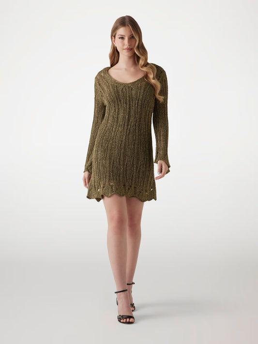 VESTIDO MIDI DE PUNTO CALADO DE MARCIANO BY GUESS