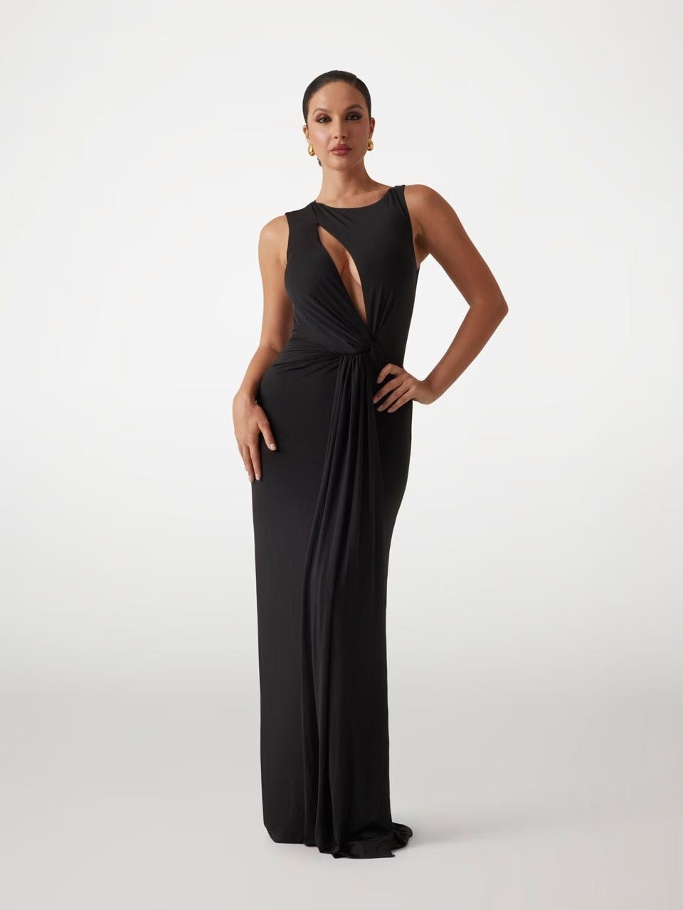 VESTIDO LARGO CON ABERTURA NEGRO DE MARCIANO BY GUESS