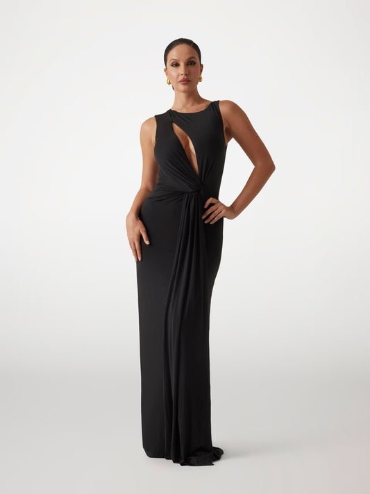 VESTIDO LARGO CON ABERTURA NEGRO DE MARCIANO BY GUESS