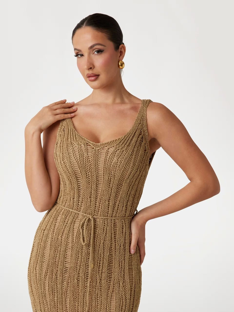 VESTIDO LARGO DE PUNTO CALADO DE MARCIANO BY GUESS