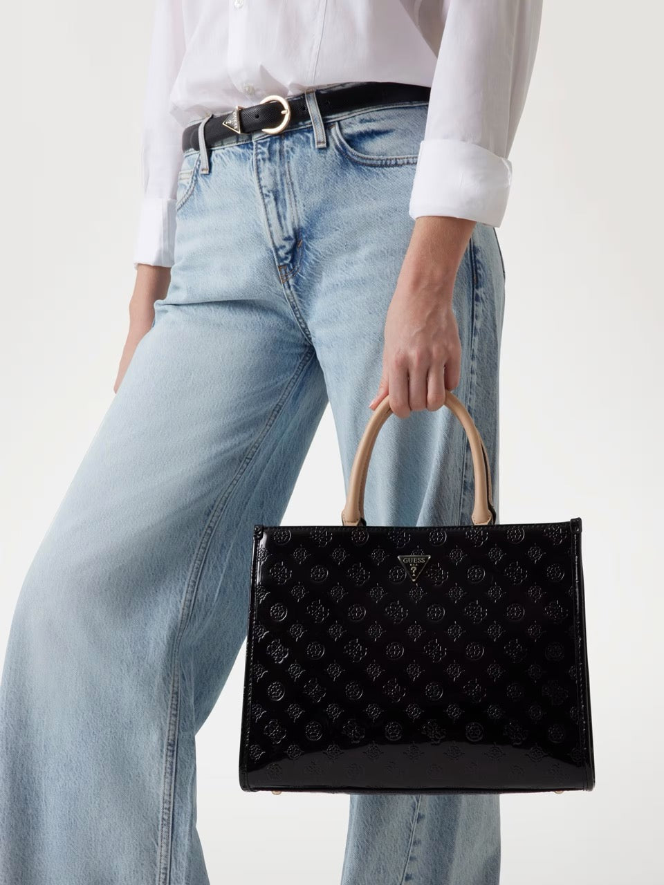 BOLSO DE MANO ARNELA CON LOGOTIPO 4G PEONY NEGRO GUESS