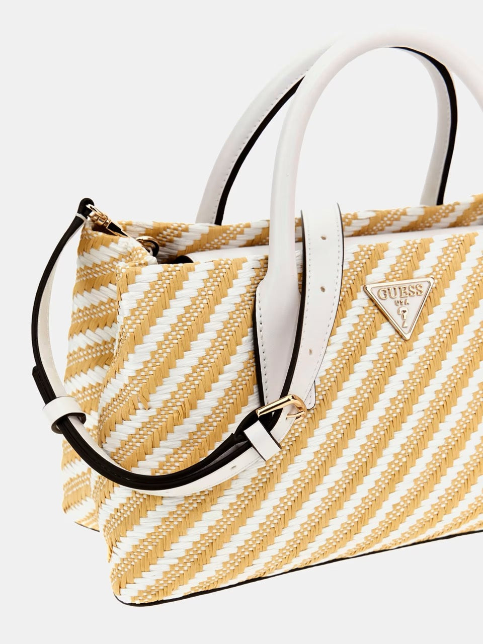 BOLSO DE MANO SIMONA DE RAFIA BLANCO GUESS
