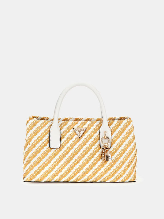 BOLSO DE MANO SIMONA DE RAFIA BLANCO GUESS