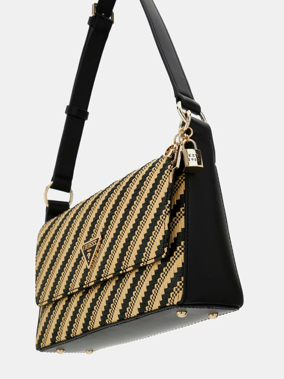 MINI BOLSO AL HOMBRO SIMONA DE RAFIA NEGRO GUESS