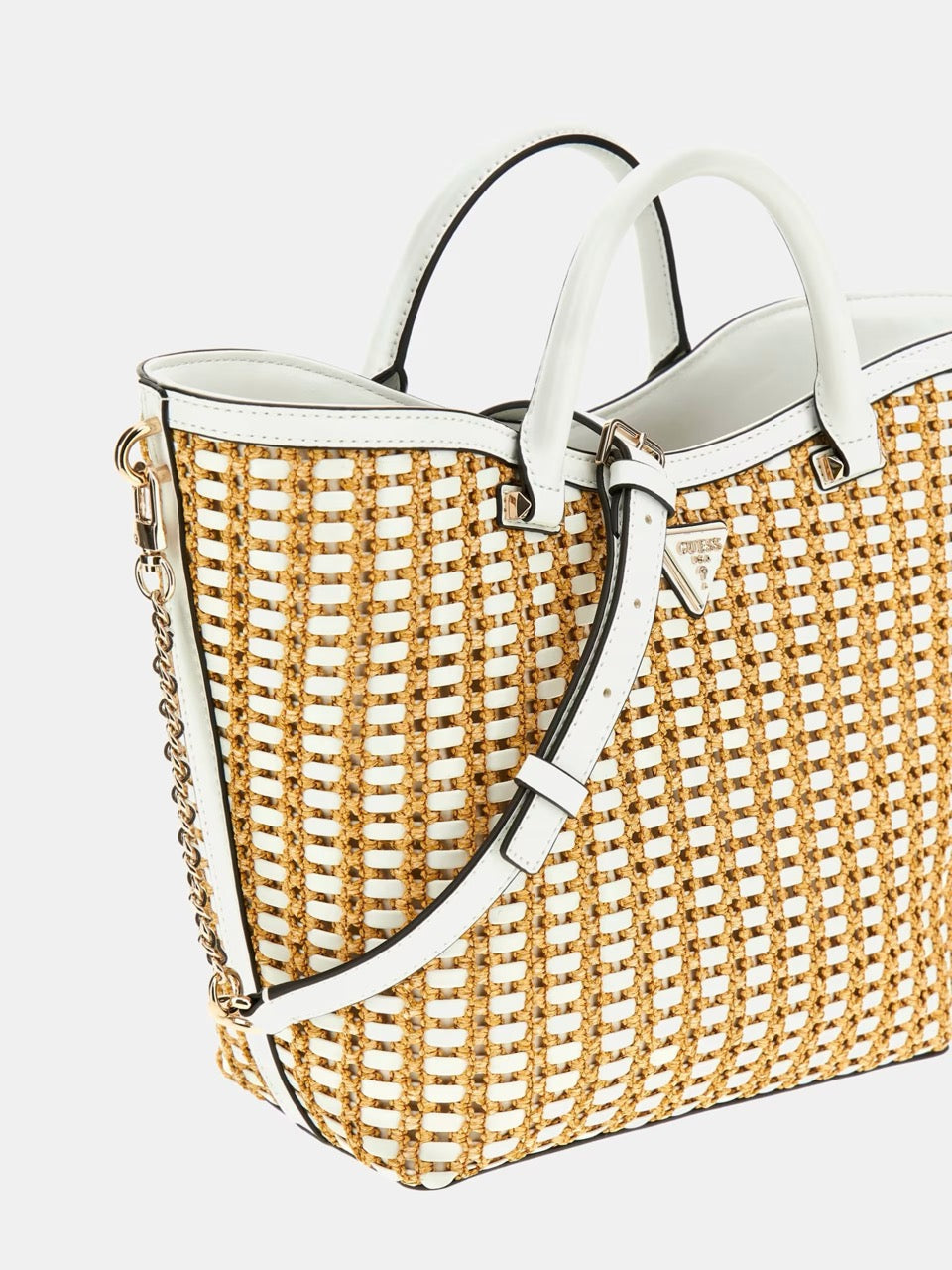BOLSO DE MANO ATALIA DE RAFIA BLANCO GUESS