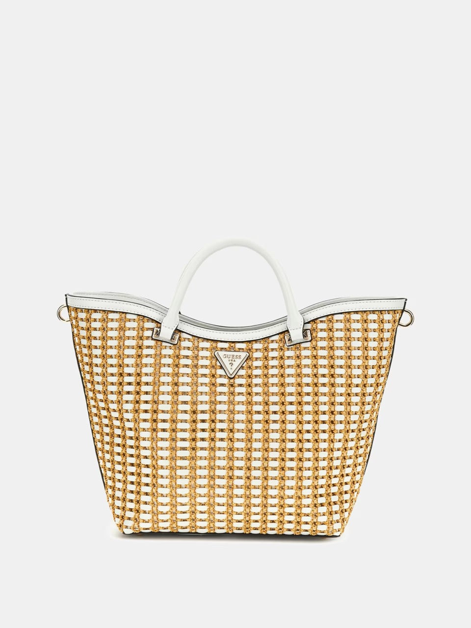 BOLSO DE MANO ATALIA DE RAFIA BLANCO GUESS