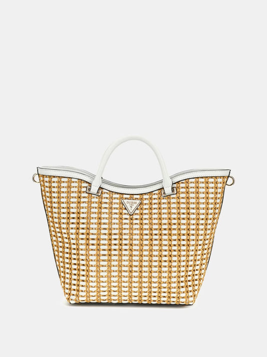 BOLSO DE MANO ATALIA DE RAFIA BLANCO GUESS