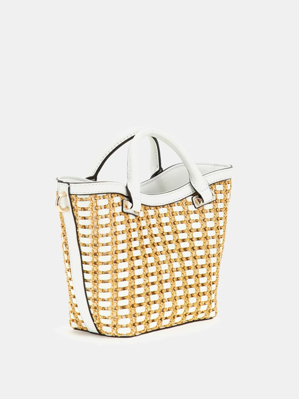 MINI BOLSO DE MANO ATALIA DE RAFIA BLANCO GUESS