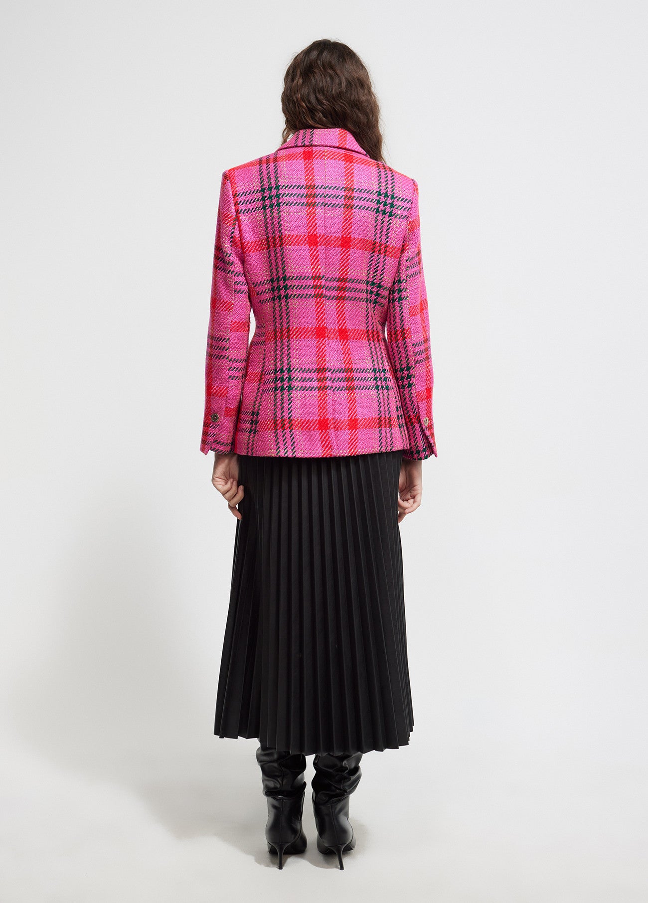 BLAZER CUADROS TWEED ROSA