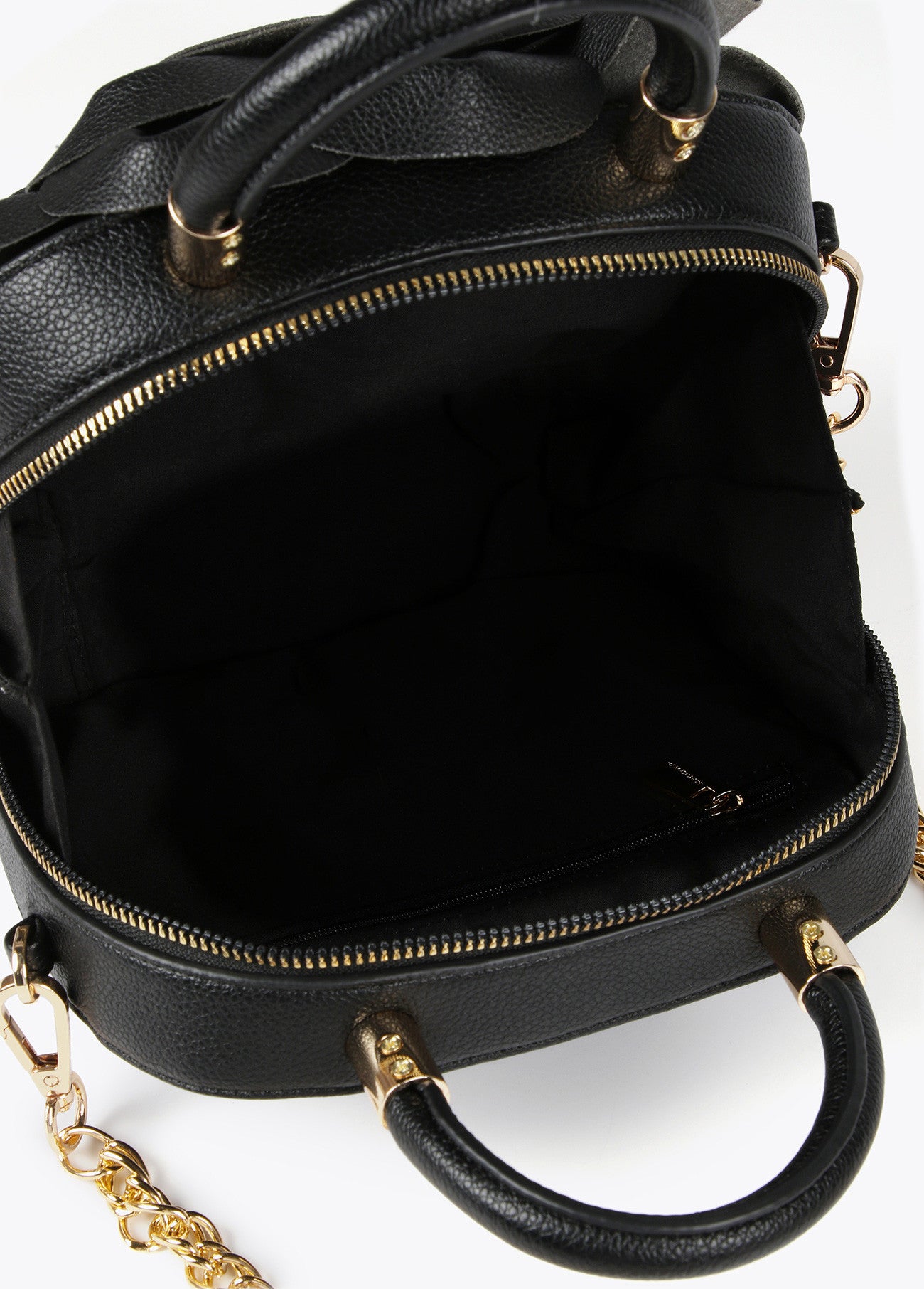 BOLSO FLOR EFECTO PIEL NEGRO