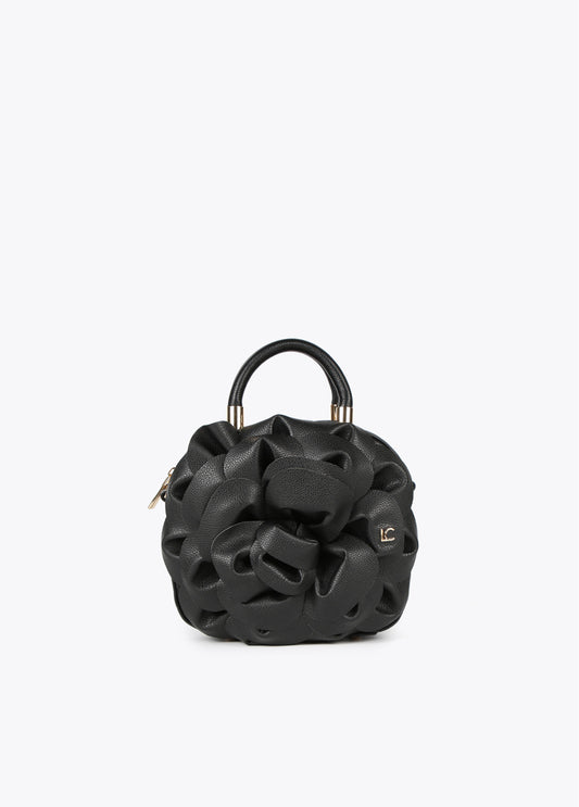 BOLSO FLOR EFECTO PIEL NEGRO