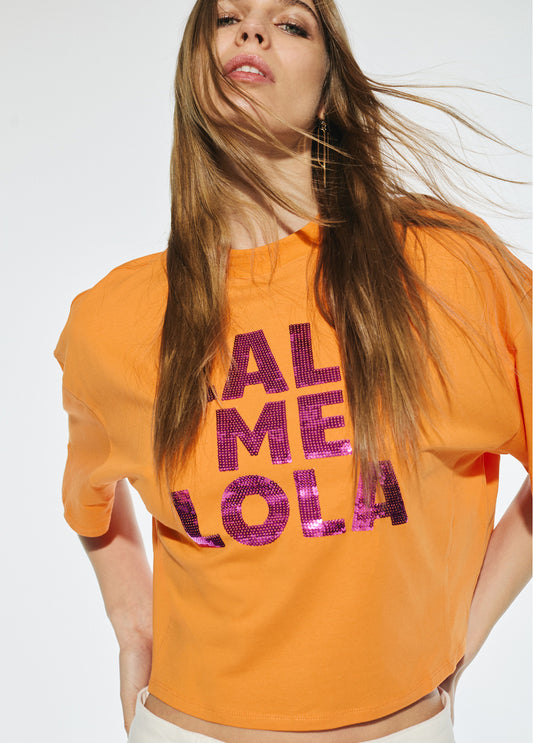 CAMISETA CROPPED LOLA NARANJA