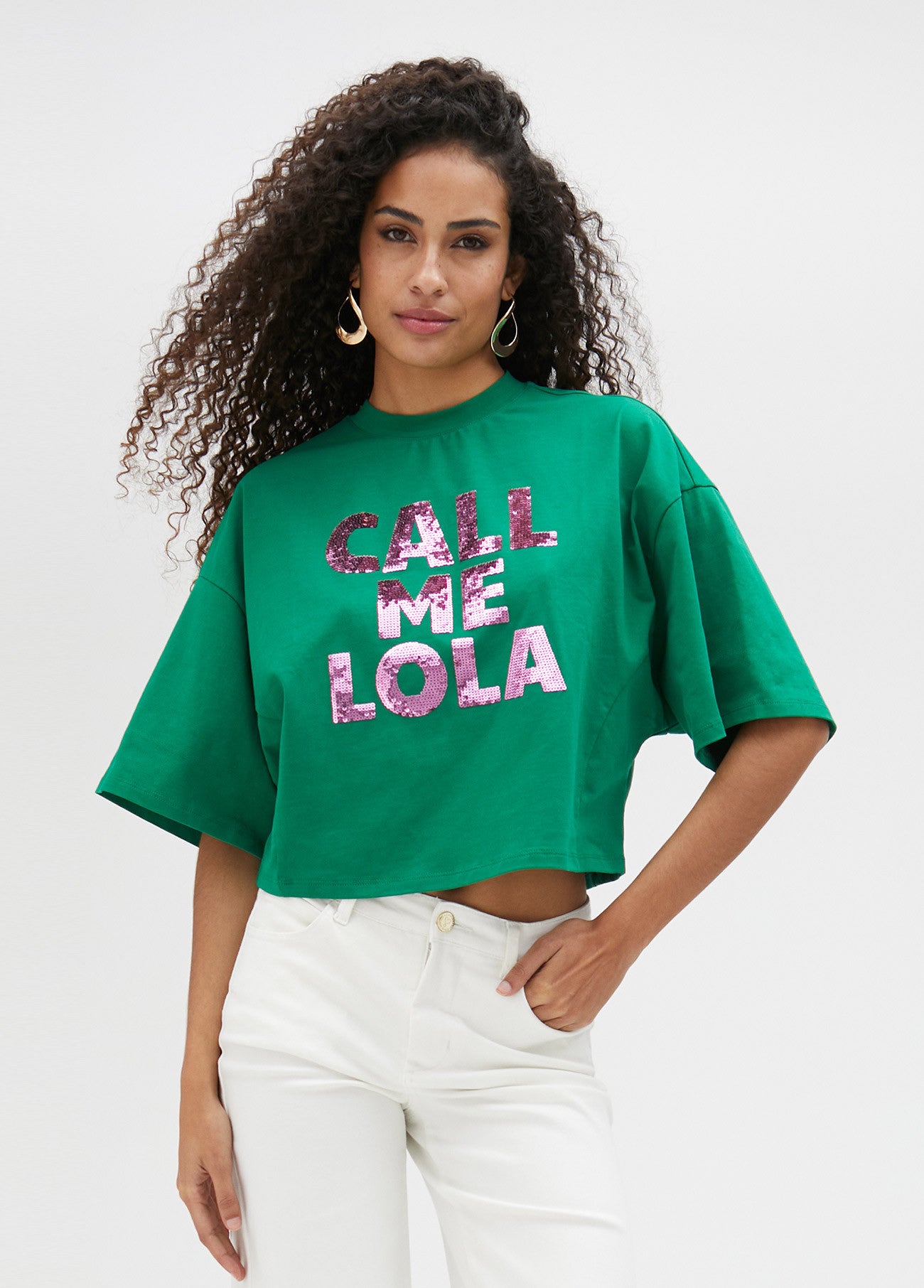 CAMISETA CROPPED LOLA VERDE