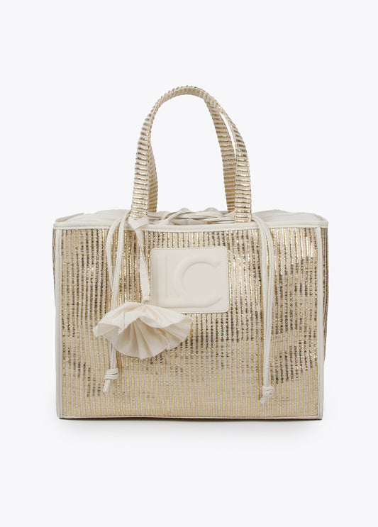 CAPAZO GRANDE EFECTO RAFIA METALIZADO CRUDO