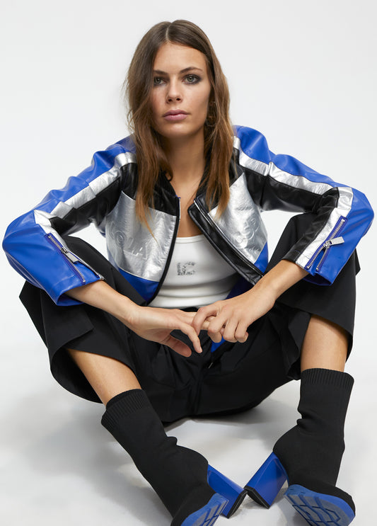 CAZADORA BIKER TRICOLOR