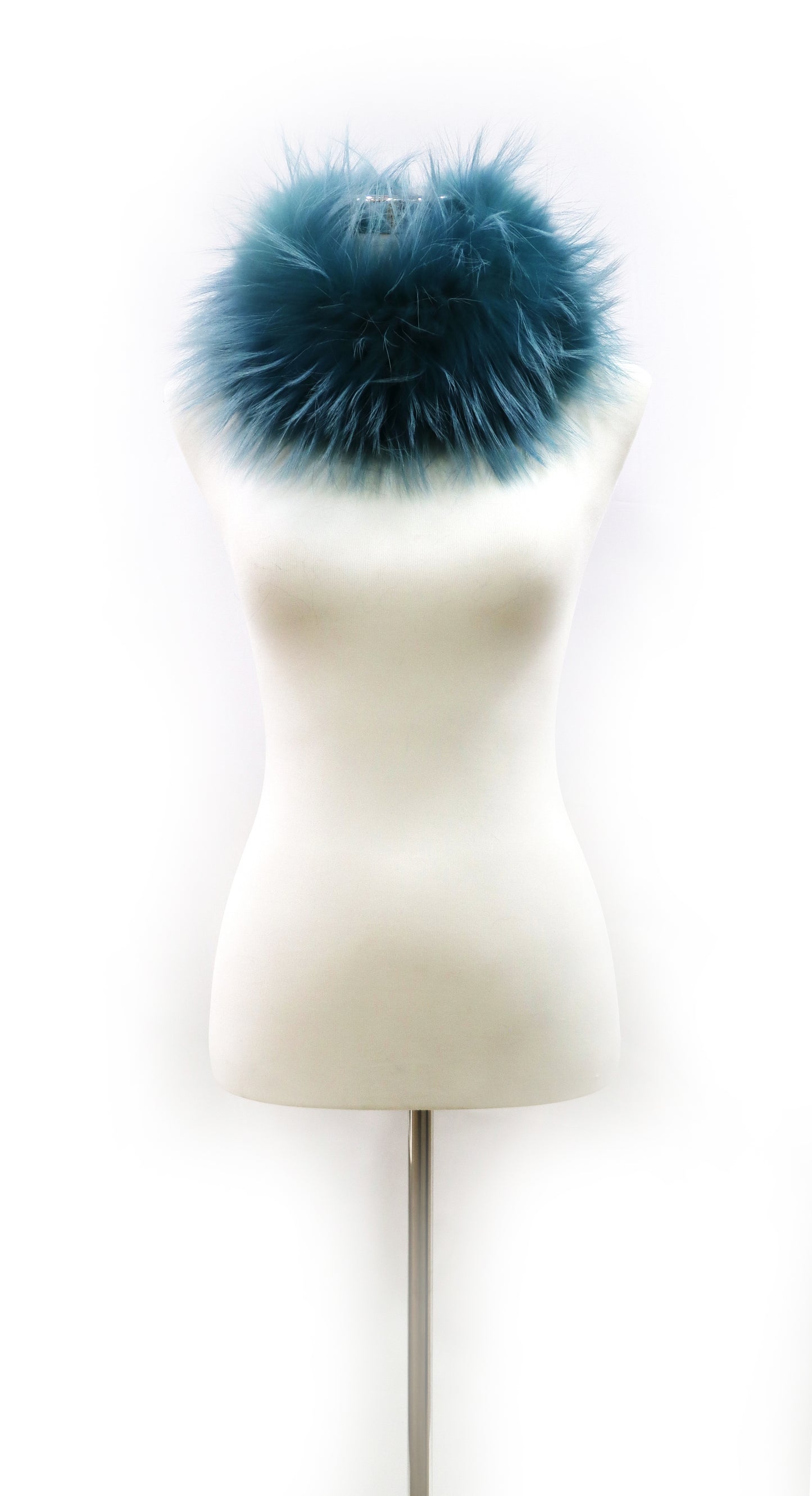 CUELLO DE ZORRO ELÁSTICO DE PELO AZUL
