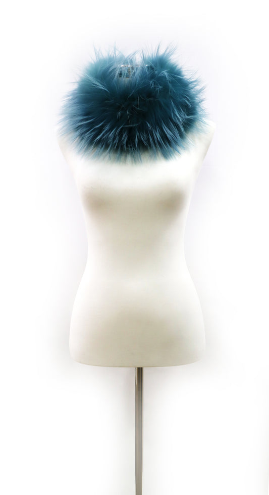 CUELLO DE ZORRO ELÁSTICO DE PELO AZUL