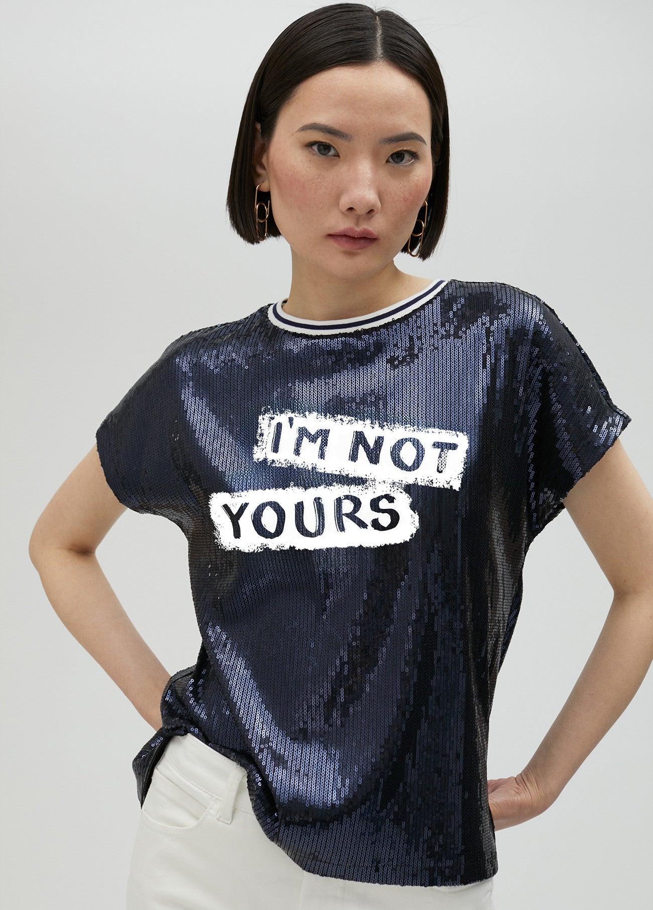 CAMISETA LENTEJUELAS I´M NOT YOURS AZUL