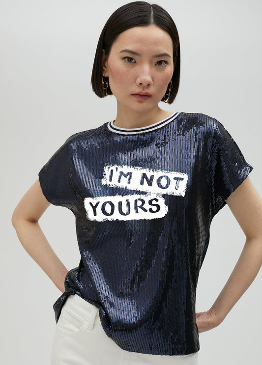 CAMISETA LENTEJUELAS I´M NOT YOURS AZUL