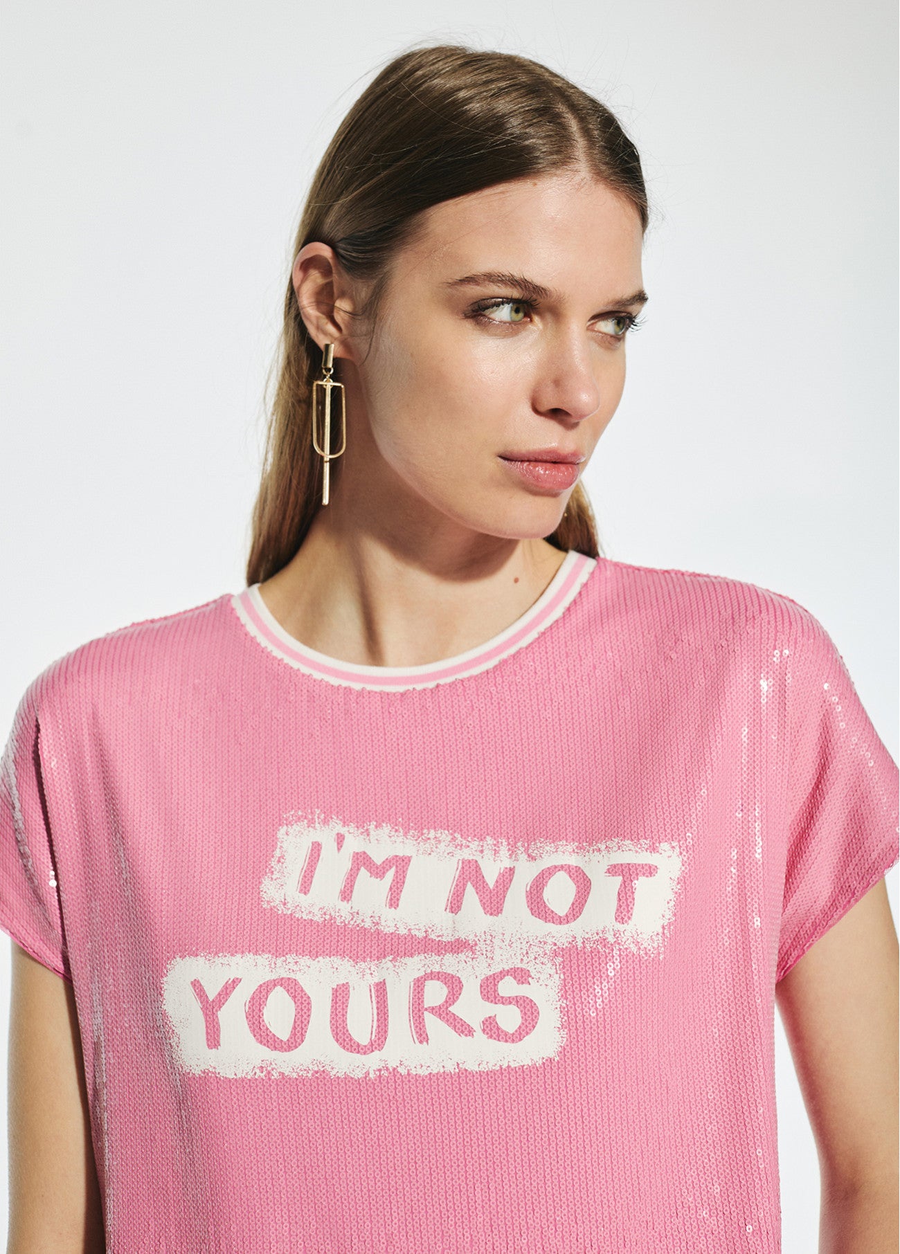 CAMISETA LENTEJUELAS I´M NOT YOURS ROSA