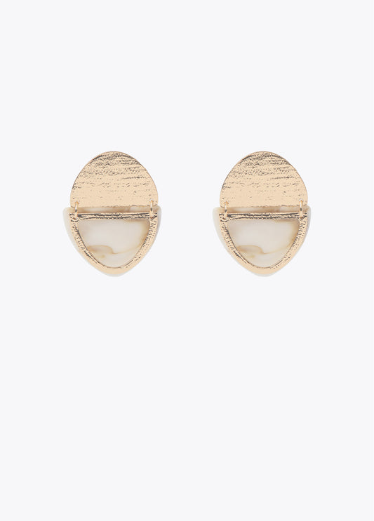 PENDIENTES DOBLE PIEZA METAL BLANCOS