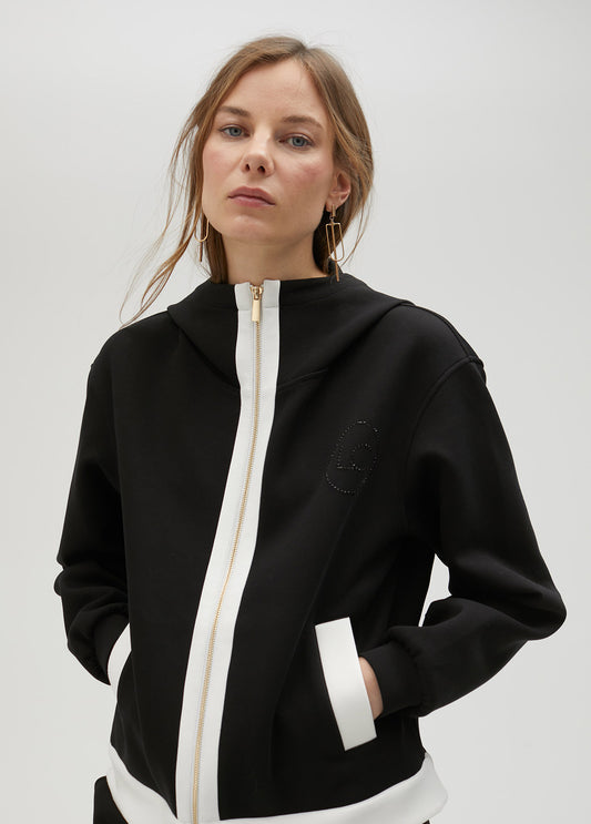 SUDADERA BICOLOR CON CAPUCHA