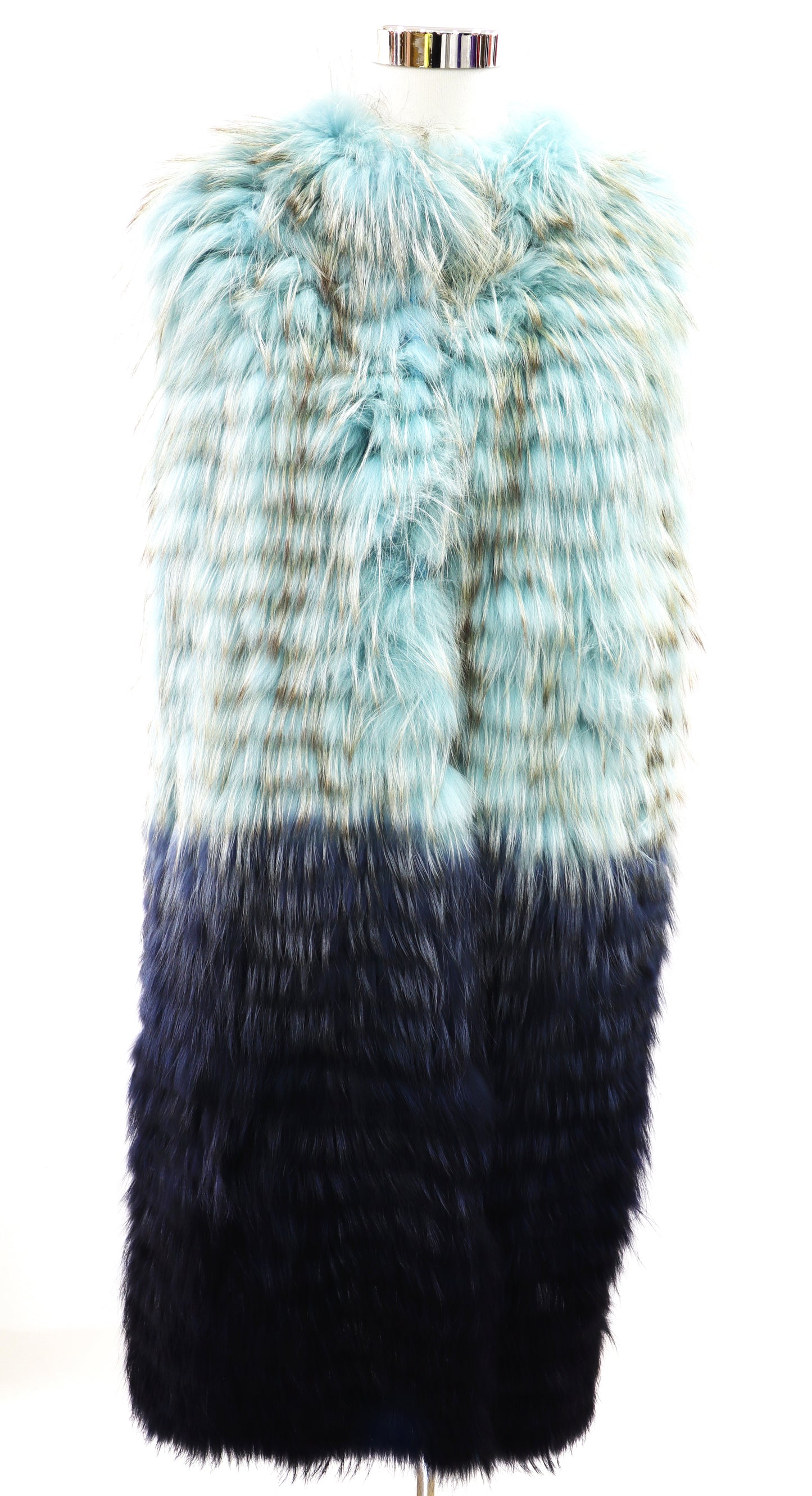 CHALECO DE TIRAS DE PIEL AZUL DEGRADADO - TALLA 40