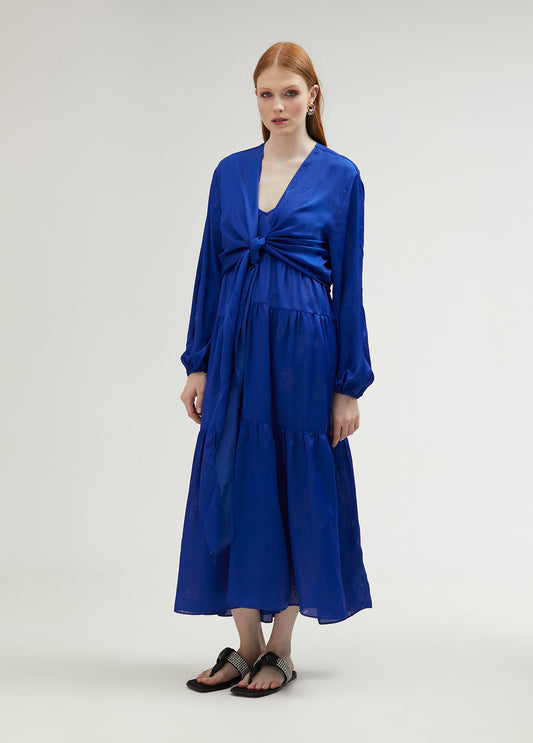 VESTIDO DE TIRANTES CON VOLANTES AZUL MARINO