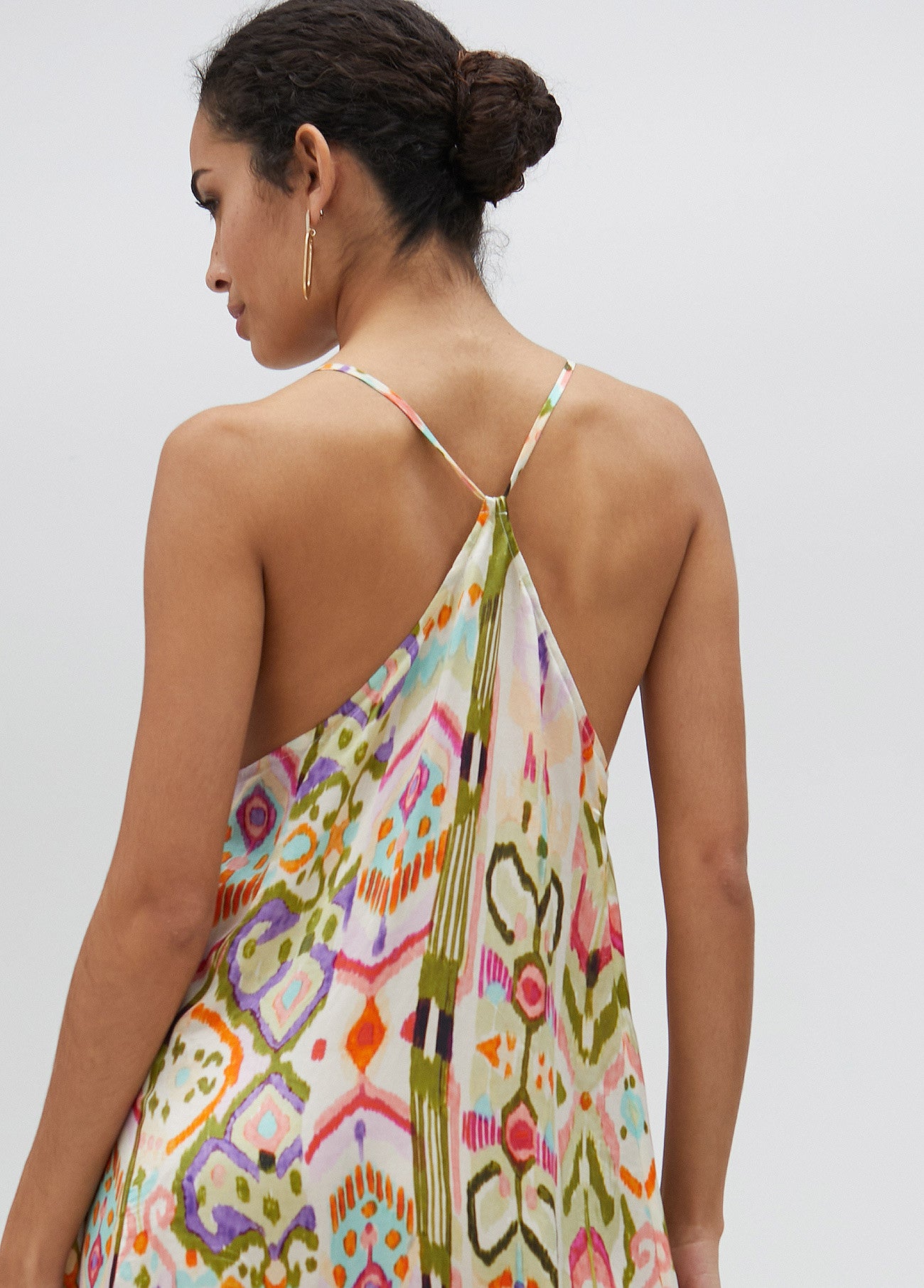 VESTIDO SEDA LARGO ESTAMPADO CON TIRANTES