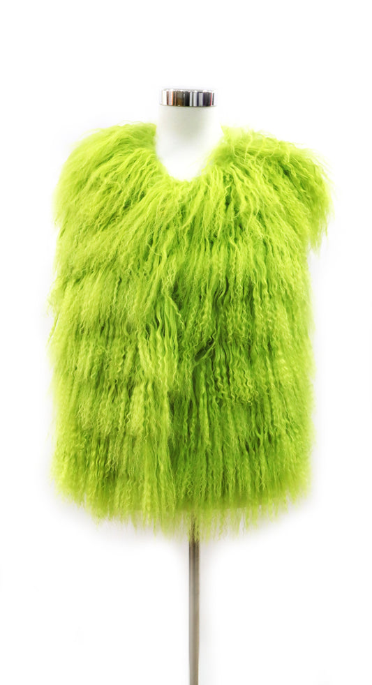 CHALECO DE CORDERO VERDE ÁCIDO - TALLA 40